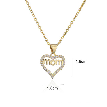 Geschenke für Mutter Gold Herz Form Kupfer mit echtem 18k Gold Kristall Namen Schmuck Mom Halskette
